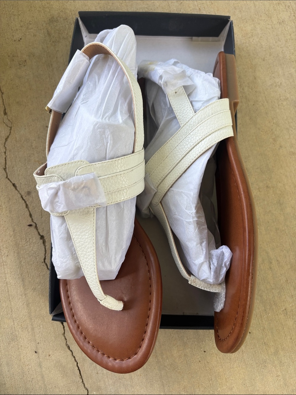 Tommy Hilfiger White Leather Toe-Loop Slingback Sandals